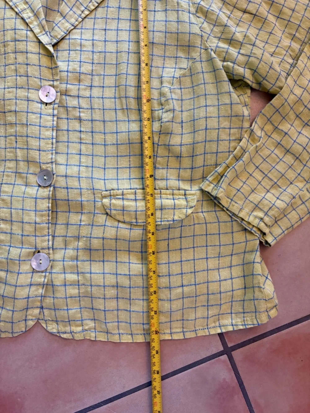FLAX 100% Linen Plaid Jacket Size M Lagenlook